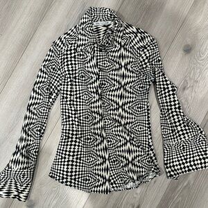 Vintage Zara Geometric Blouse - Small